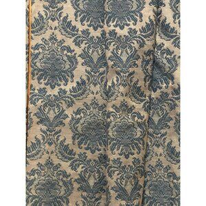 Vntg 60's JP Stevens Brocade Drapes Curtains Mod Retro Blue Hollywood Set 2 Pan